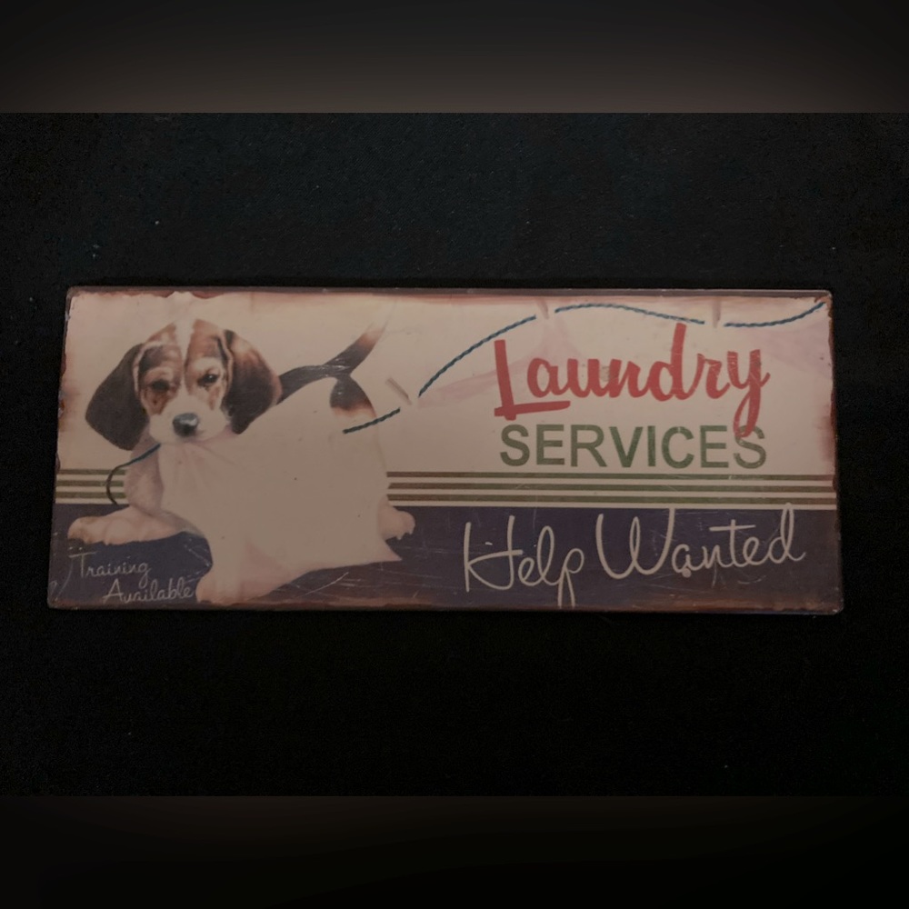 Vintage Looking Laundry Services Metal Sign with Pup